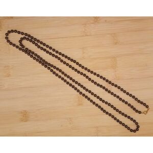 Vintage Chocolate Colored Lucite Beaded Long Strand 48" Necklace
